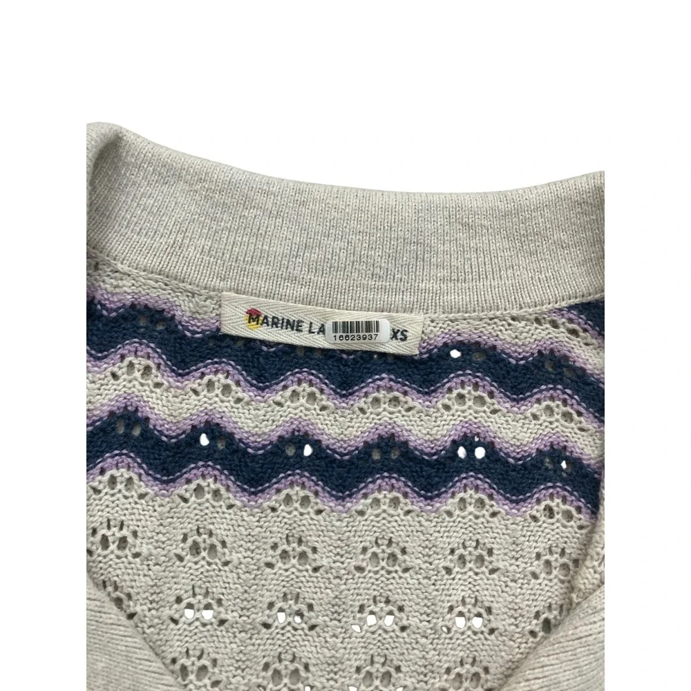 Marine Layer Womens XS Spencer Polo Sweater V-Neck Blue Cream - Picture 6 of 6